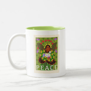 Folk Art Angel with Dove Two-Tone Coffee Mug