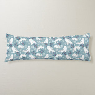 Folk Art Arctic Fox in the Snow with Holly Body Cushion