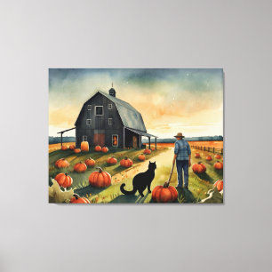 Folk Art Autumn Americana Canvas Print