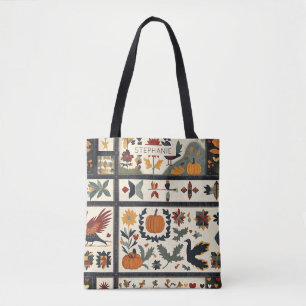 Folk Art Autumn Quilt Pattern   Rustic Harvest Tote Bag