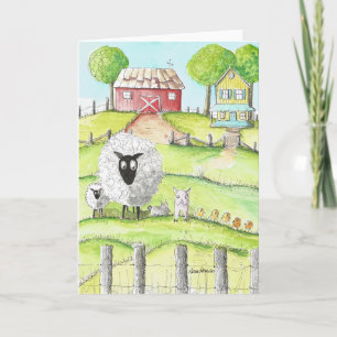 Folk Art, Barn Yard Animals, Cute Folk Art Card