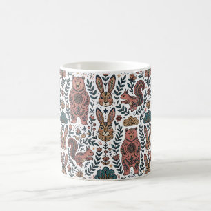 Folk Art Bear Rabbit Squirrel Forest Coffee Mug