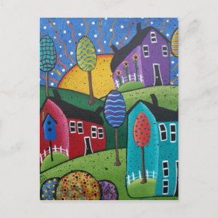 FOLK ART Big Sun BY LORI EVERETT postcard