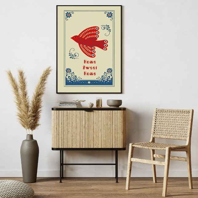 Folk Art Bird Home Scandinavian Style Pоster Poster (Creator Uploaded)