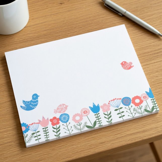 Folk Art Birds and Flowers Notepad (Creator Uploaded)