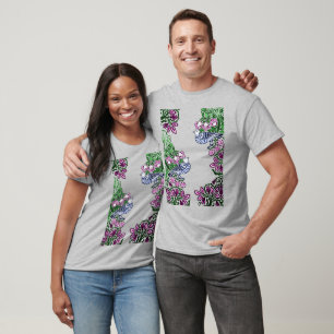 Folk Art Birds Flowers Acorns T-Shirt