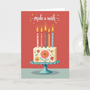 Folk Art Birthday Cake Card