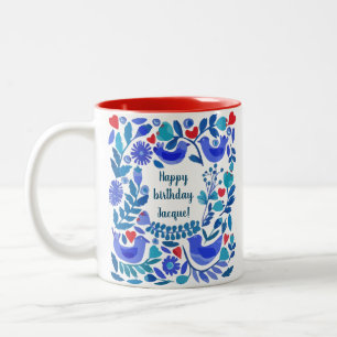 Folk Art Bluebird Personalised Mug