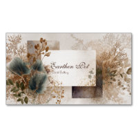 Folk Art Botanical Abstract Blue Green Beige