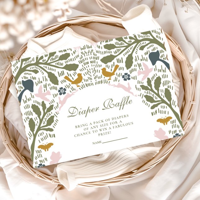 Folk Art Botanical Diapper Raffle Enclosure Card (Creator Uploaded)