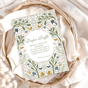 Folk Art Botanical Diapper Raffle Enclosure Card