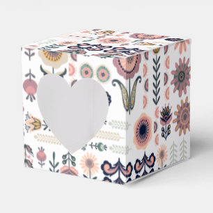 Folk Art Botanical Seamless Pattern Favour Box