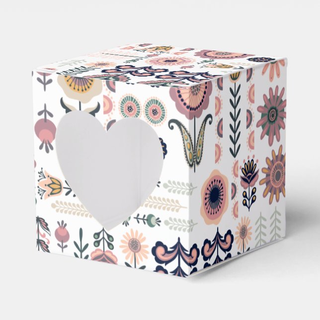 Folk Art Botanical Seamless Pattern Favour Box (Front Side)