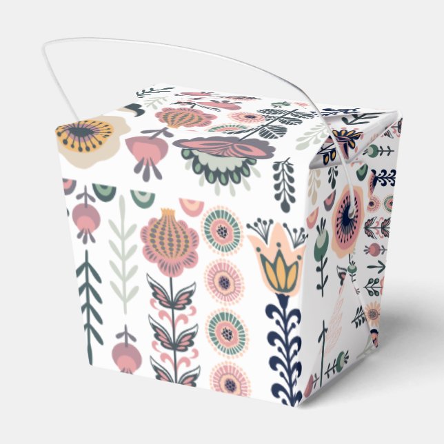 Folk Art Botanical Seamless Pattern Favour Box (Back Side)