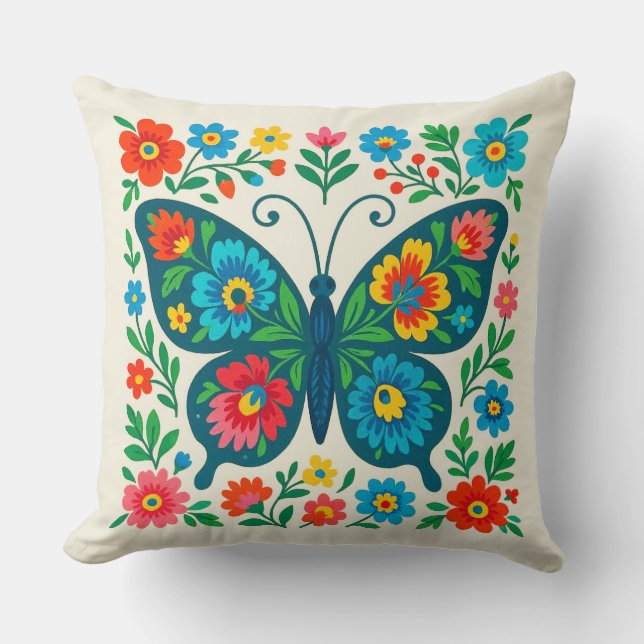Folk Art Butterfly (2)  Cushion (Front)