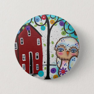 Folk Art By Lori Everett OWLS 6 Cm Round Badge