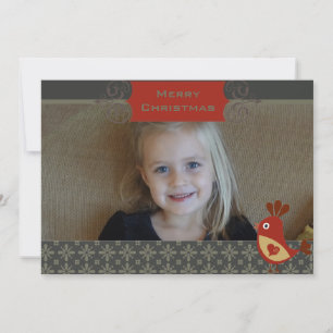 Folk Art Cardinal Custom Photo Holiday Card