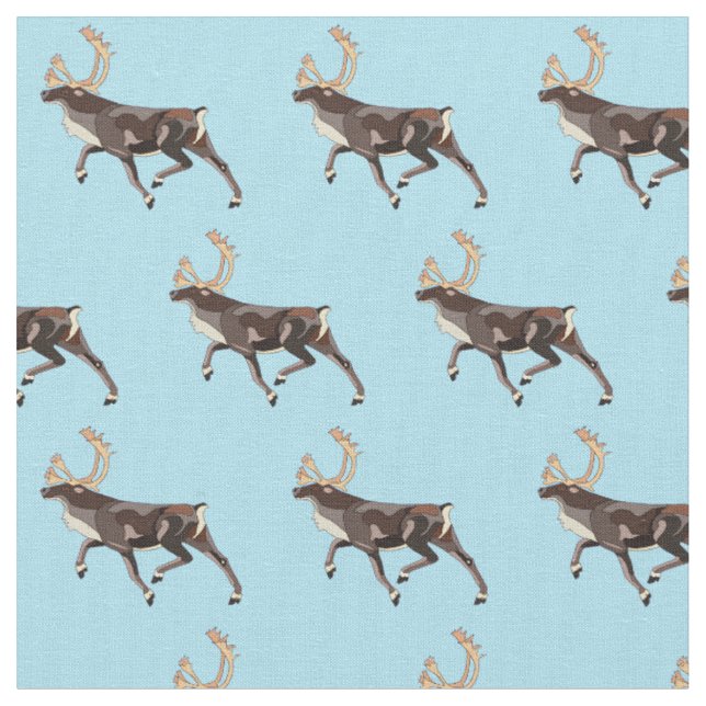 Folk Art Caribou/Reindeer Fabric (Close Up)