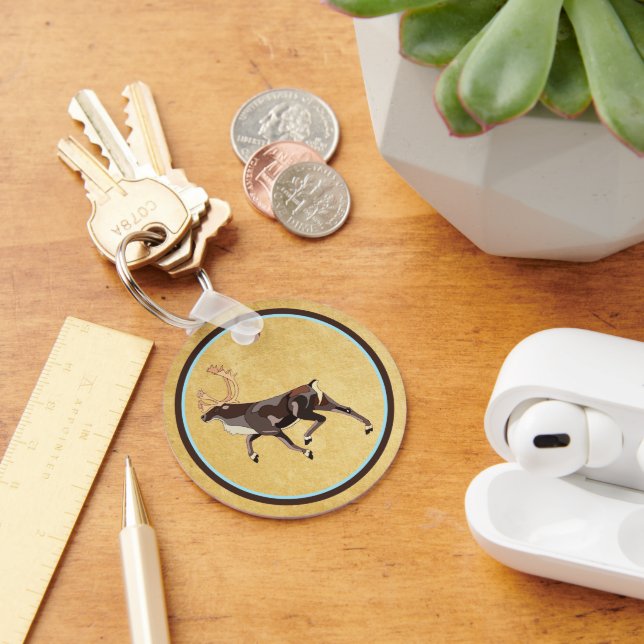 Folk Art Caribou/Reindeer Key Ring (Desk)
