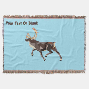 Folk Art Caribou/Reindeer Throw Blanket