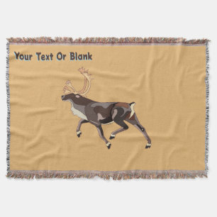 Folk Art Caribou/Reindeer Throw Blanket