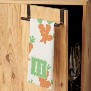 Folk Art Carrot Scatter Tea Towel
