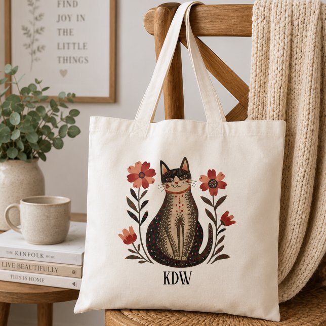Folk Art Cat Tote Bag (Creator Uploaded)