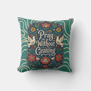 Folk Art Christian Dove Floral Vintage Farmhouse Cushion
