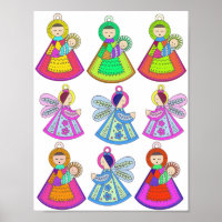 Folk Art Christmas Ornaments Mary Jesus Angels