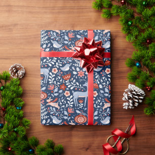 Folk Art Christmas Ornaments Wrapping Paper