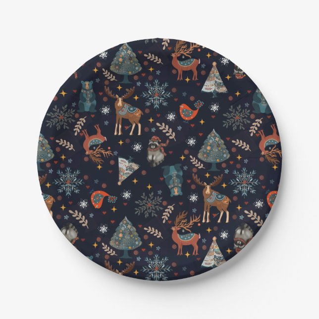 Folk Art Christmas  Paper Plate (Front)