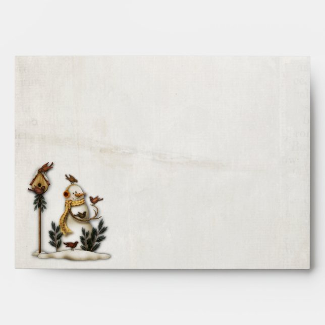 Folk Art Christmas Snowman A7 Envelope for 5"x7" (Front)