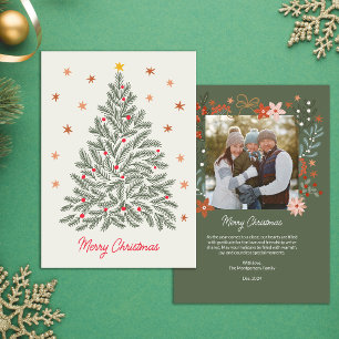 Folk-art Christmas Tree Family Photo Holiday Card