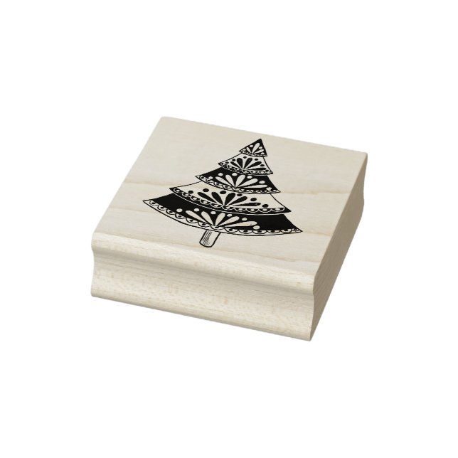Folk Art Christmas Tree Rubber Stamp (Stamp)
