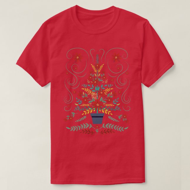 Folk Art Christmas Tree T-Shirt (Design Front)