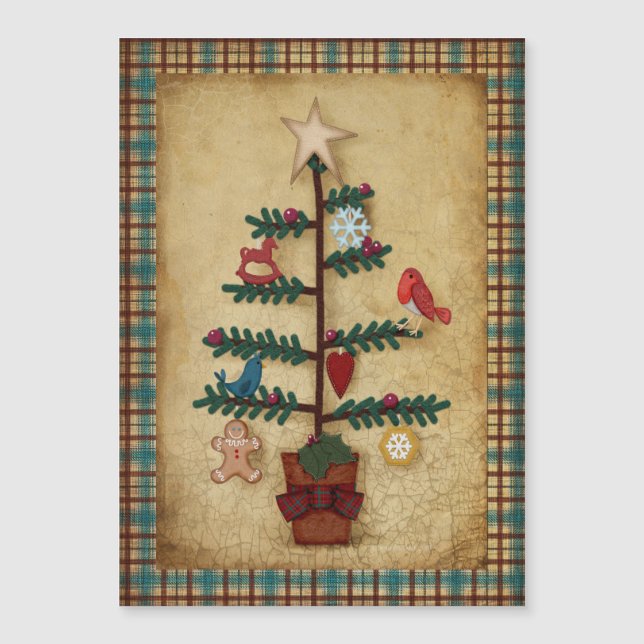 Folk Art Christmas Tree with Felt Ornaments (Front)