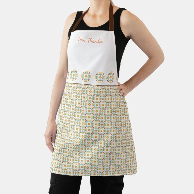 Folk Art Chrysanthemum Autumn Pattern Apron (Insitu)