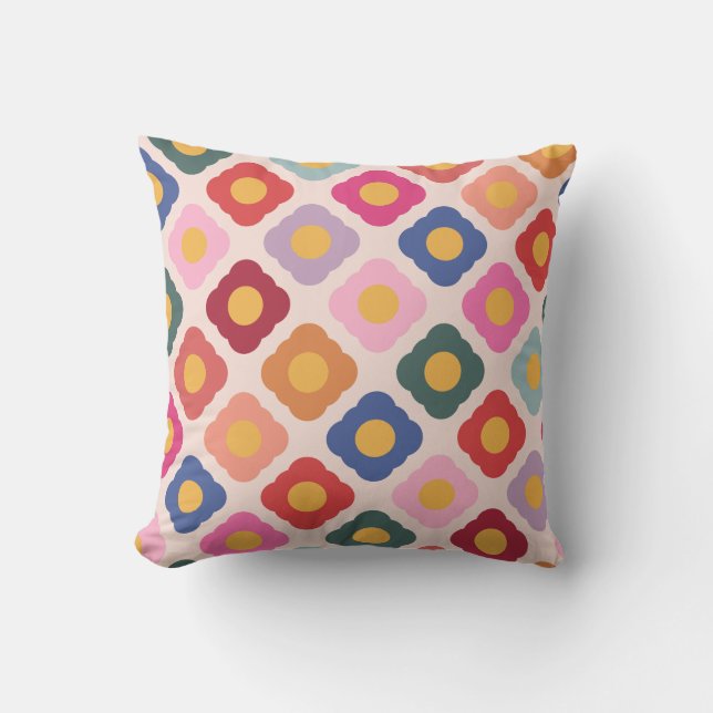 Folk Art Decorative Accent Throw Pillow (Front)
