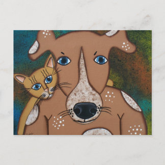 FOLK ART Dogs Best Friend BY LORI EVERETT postcard