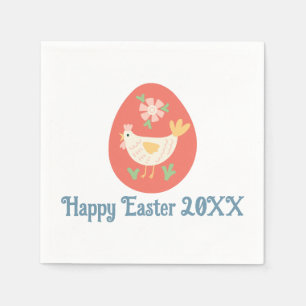 Folk Art Easter Egg Chicken Napkin