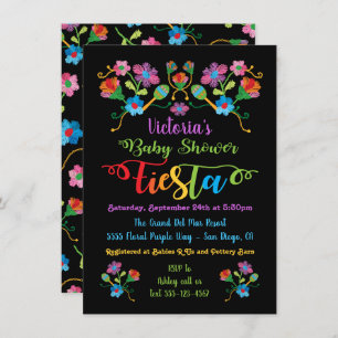 Folk Art Embroidery Mexican Fiesta Baby Shower Invitation
