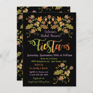 Folk Art Embroidery Mexican Fiesta Bridal Shower Invitation