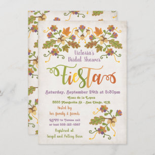 Folk Art Embroidery Mexican Fiesta Bridal Shower Invitation