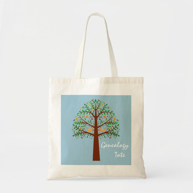 Folk Art Family Tree Genealogy Tote (Front)