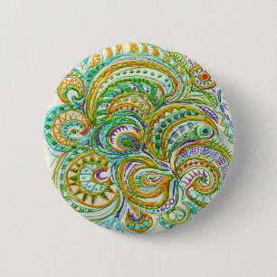 Folk Art Fantasy Pattern 6 Cm Round Badge