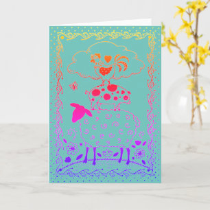 FOLK ART FARM ANIMALS SHEEP, PIG, ROOSTER Blank Card
