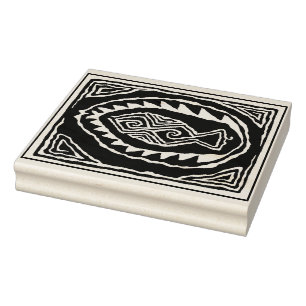 Folk Art Fish Design Rubber Stamp for Clay