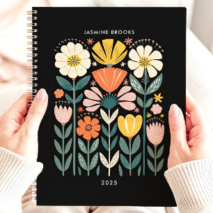 Folk Art Floral 2025 Custom Name  Planner
