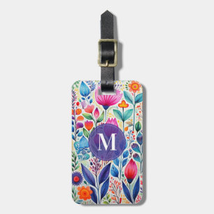 Folk Art Floral Background Luggage Tag