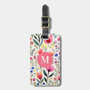 Folk Art Floral Background Luggage Tag